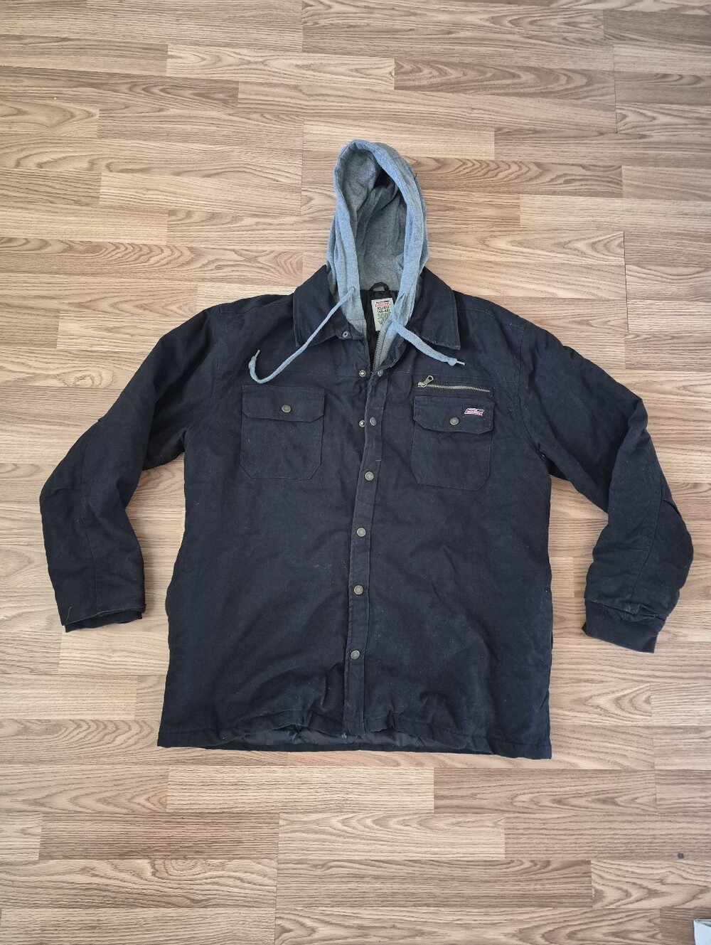 Genuine Dickies Men's Black Canvas Jacket with Grey Hoodie